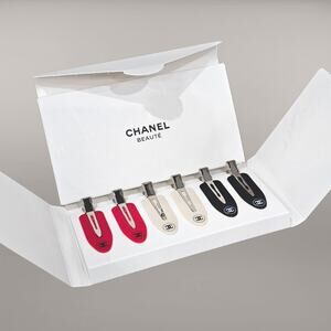 CHANEL BEAUTY Set of 3 Hair Clips, Gift with Purchase, Red Black Cream